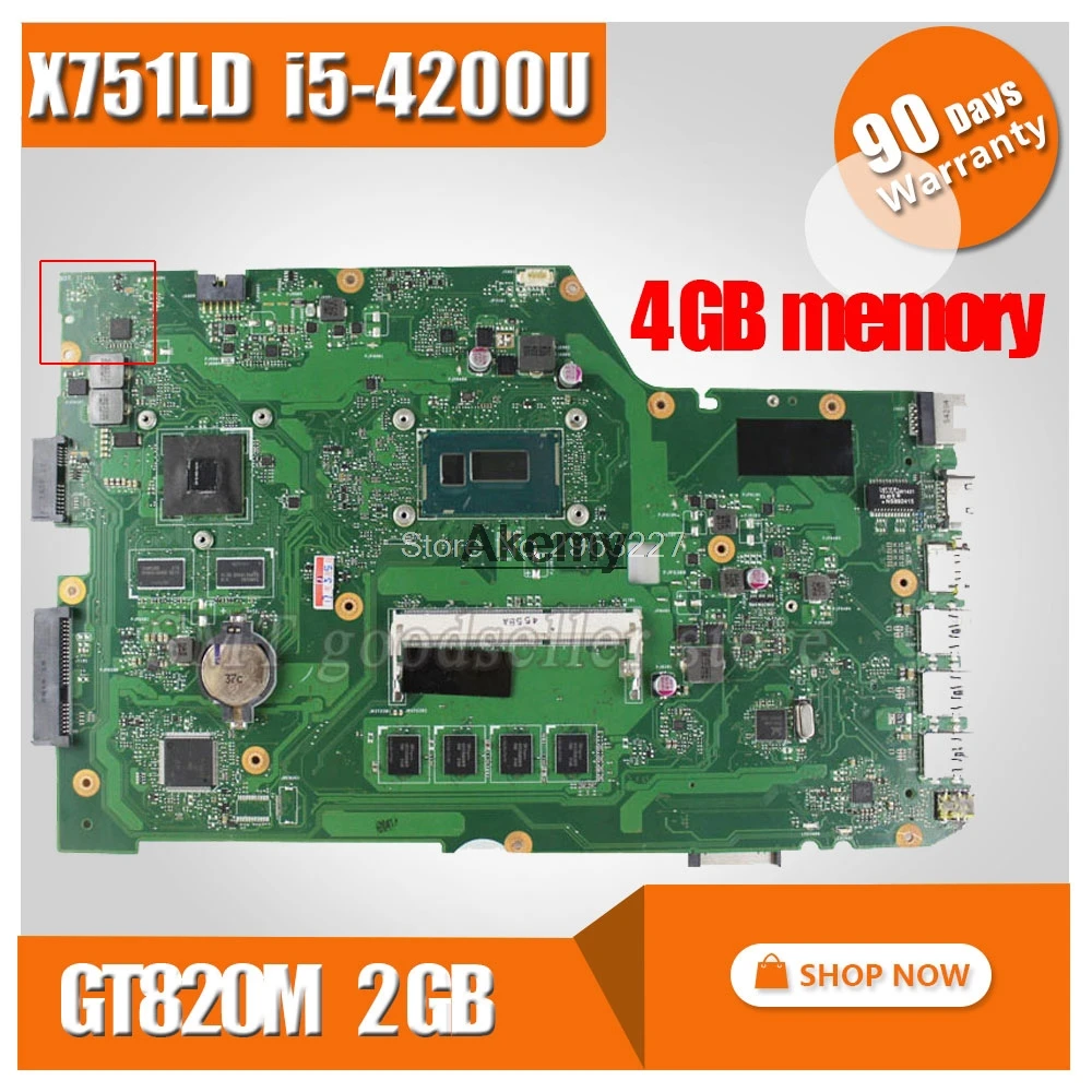 X751LD материнская плата REV: 2 0 I5CPU GT820M для For Asus X751L K751L K751LN ноутбука плата|motherboard for