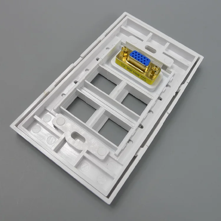 Настенная плата vga с 4 портами keystone и золотой пластиной|vga wall plate|wall platevga |