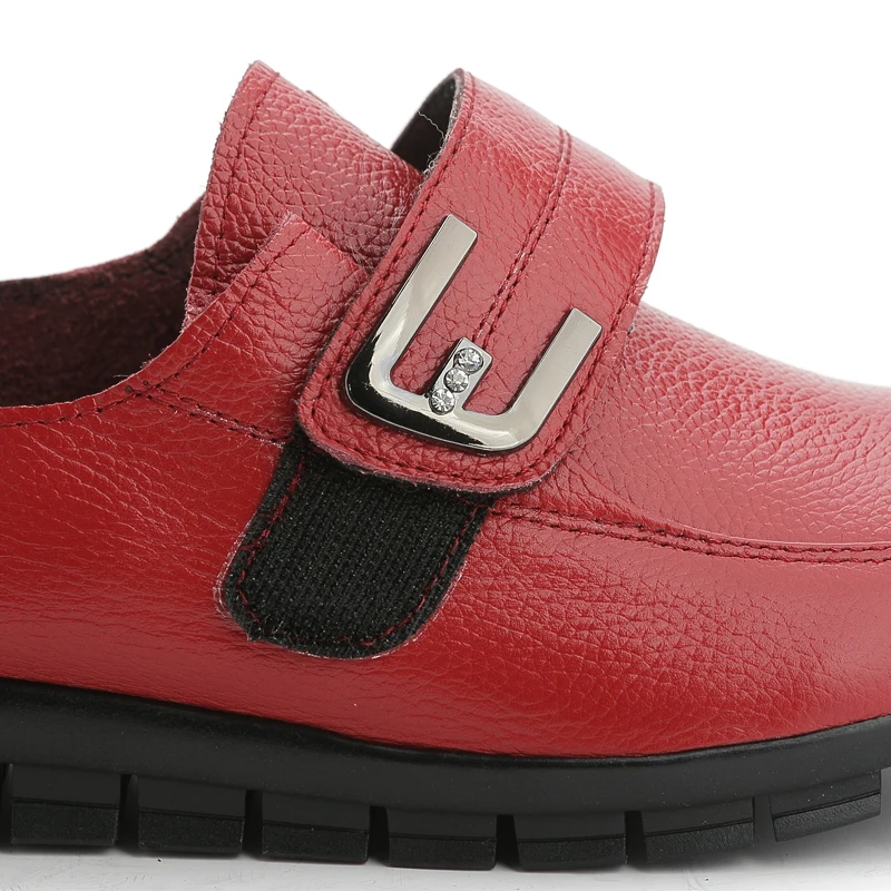 Женские туфли на плоской подошве GKTINOO натуральная кожа блестящие без застежки