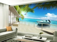 3d wallpaper nature maldives beach sea tree landscape 3d murals wallpaper for living room wall decoration