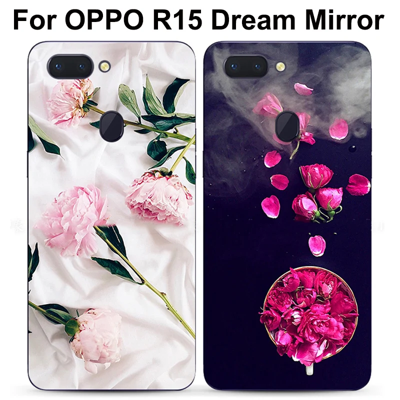 2 шт. зеркальный чехол для OPPO R15 Dream задняя крышка с красивыми цветами мягкий