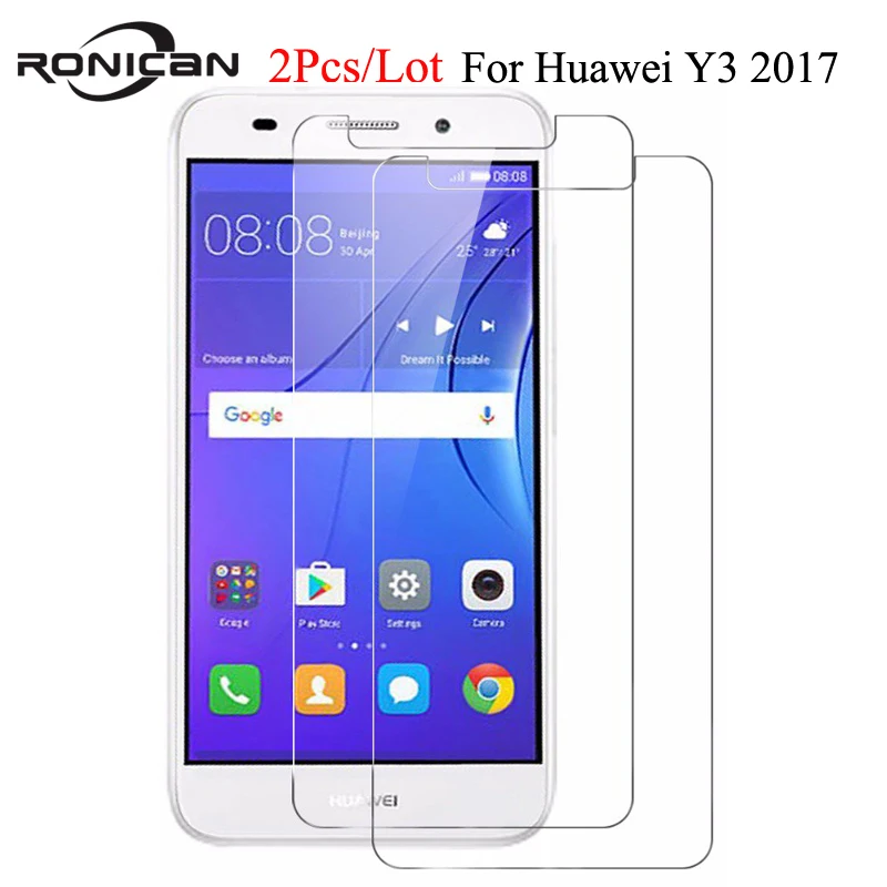 2 шт. закаленное стекло для Huawei Y3 2017 защита экрана CRO L22 L02 L03 Защитная пленка