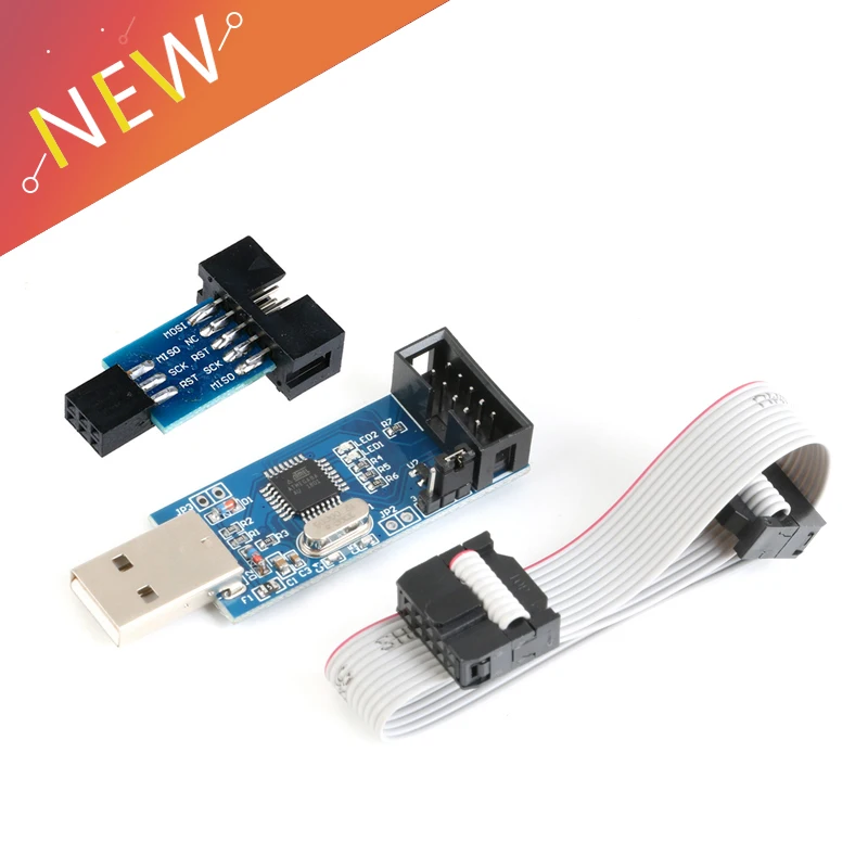 Плата адаптера с 10Pin на 6 Pin + USBASP USBISP AVR программатор USB ATMEGA8 ATMEGA128 ATtiny/CAN/PWM модуль
