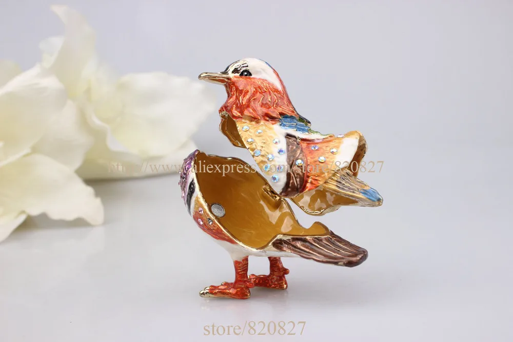 Набор из 2 коробок для безделушек на петлях с птицами винтажная коробка кольцо