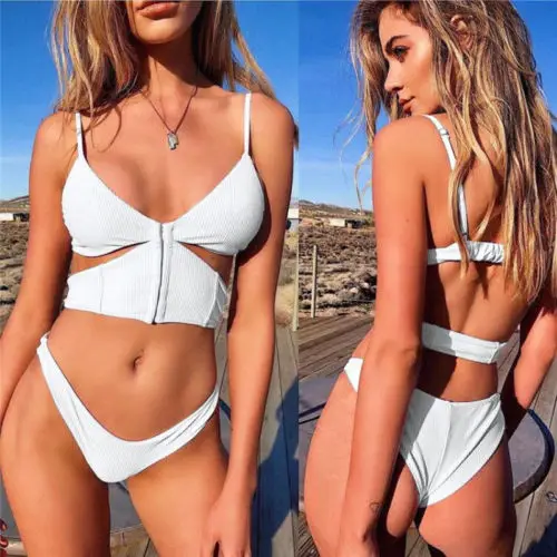 Женский комплект бикини с чашками пуш-ап пляжный купальник купальный костюм