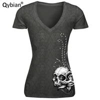 qybian funny skull print women t shirt hipster casual tee shirt fashion brand cool summer short sleeve tops