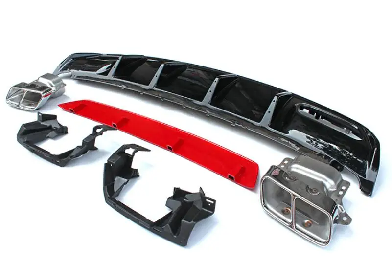 4 выхода диффузор заднего бампера из полипропилена с выхлопными наконечниками