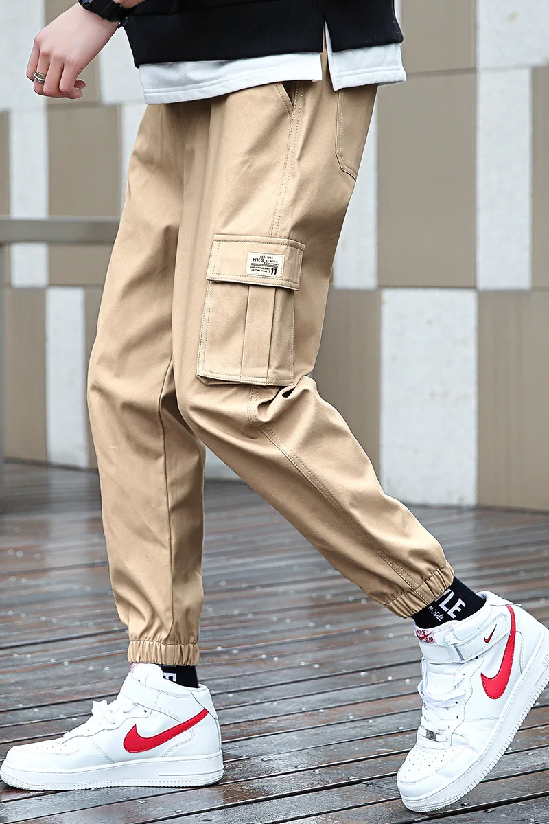 2019 Весна хип хоп Джоггеры мужские черные шаровары комбинезон с несколькими