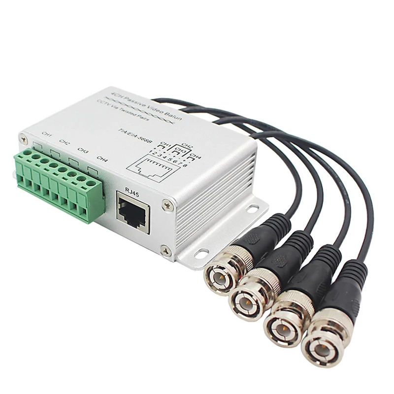 CCTV 4 канала Пассивный передатчик видео балун BNC штекер UTP Rj45 Cat5 4 CH UTP Видео балун передачи для системы видеонаблюдения