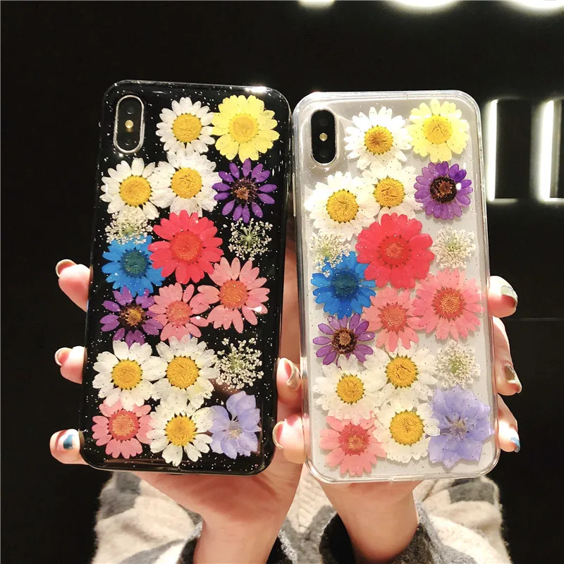 Чехол DIS настоящие сушеные чехлы с цветочным принтом для IPhone X XS Max XR 6 6S 7 8 Plus чехол