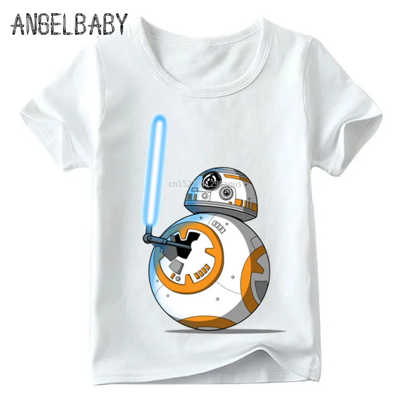 Забавная Футболка с принтом Звездные войны BB-8 для маленьких мальчиков и девочек