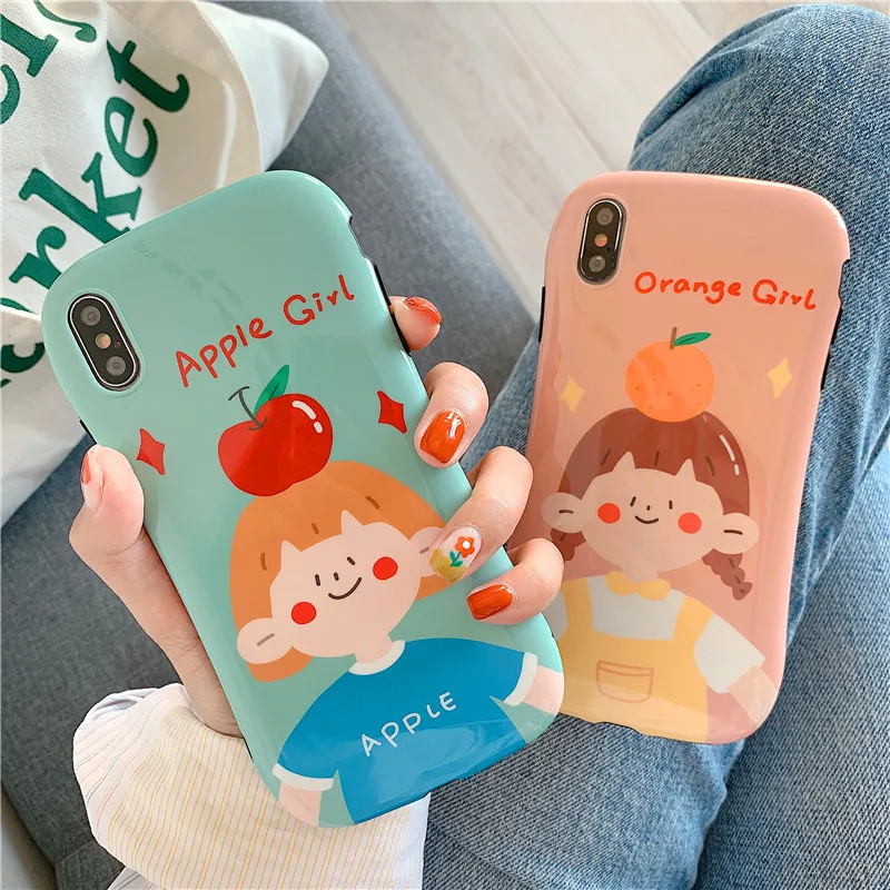 cartoon slender waist boys girls IMD Orange blue soft shell mobile phone bag For Apple iphone6 6s 7 8 Plus X XS XR MAX case |
