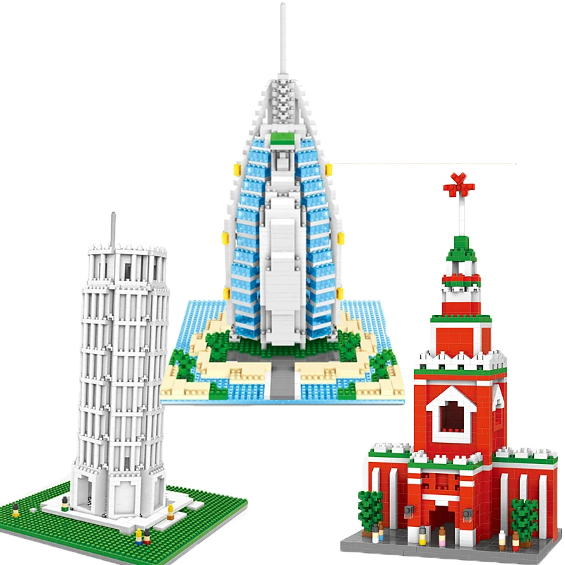 Городской архитектурный не совместимый с Legoed Эйфелева башня Лувр Биг Бен мост