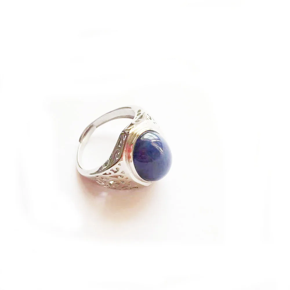 

4A Genuine Sapphire Open Ring Free Size Adjustable Natural Crystal