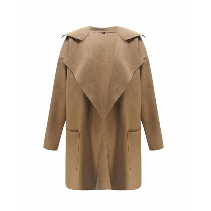Женское шерстяное пальто с длинным рукавом и отложным воротником верхняя одежда
