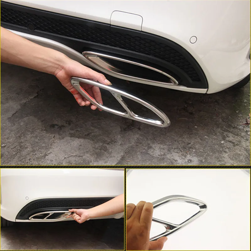 1 пара нержавеющая сталь задняя двойная выхлопная труба крышка планки для Mercedes W205