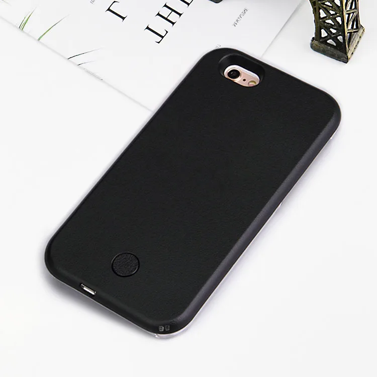 Black Светящийся светильник для селфи, чехол для телефона s для apple Iphone 7, 8, 6, 6s Plus, X, роскошный светящийся чехол для Iphone 5, 5S, 5c, se, coque capa - Цвет: Black