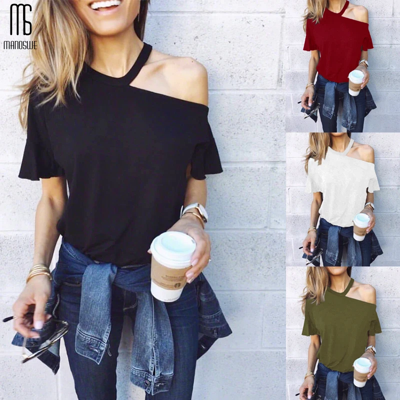 Женская футболка на одно плечо с рукавом бабочкой|Футболки| |