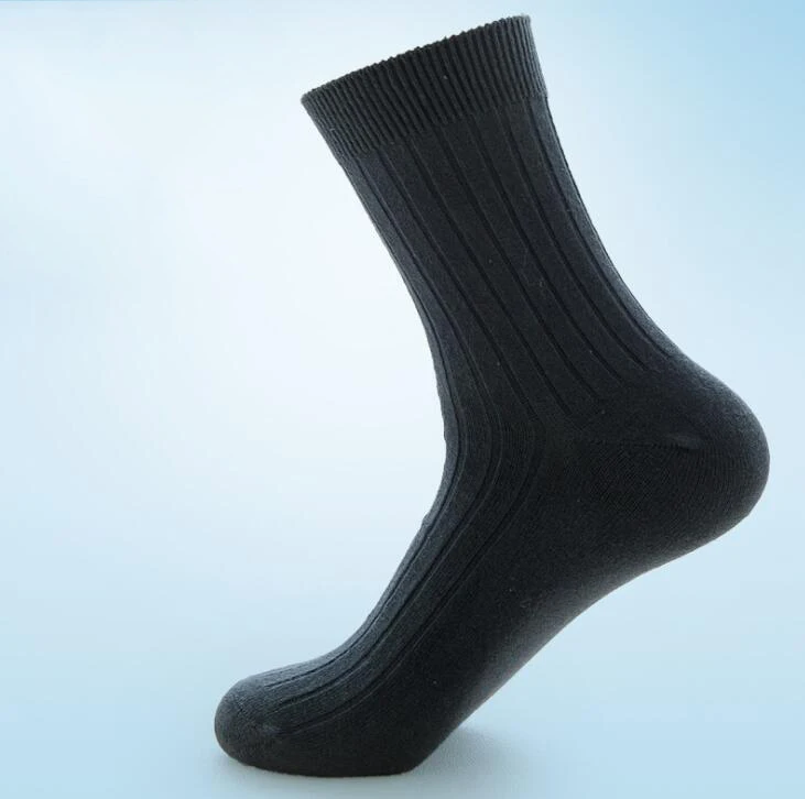 dark gray AAA Cotton Men's Socks Business Stripe High Crew Socks Breathable Deodorant Socks Man Sox Autumn Winter Hosiery - Цвет: dark gray