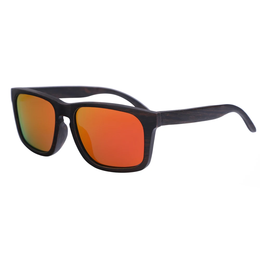 red lens BerWer Ретро эбеновые деревянные солнцезащитные очки с поляризованными линзами и модный дизайн из дерева оправа солнцезащитные очки дропшиппинг OEM - Цвет линз: red lens