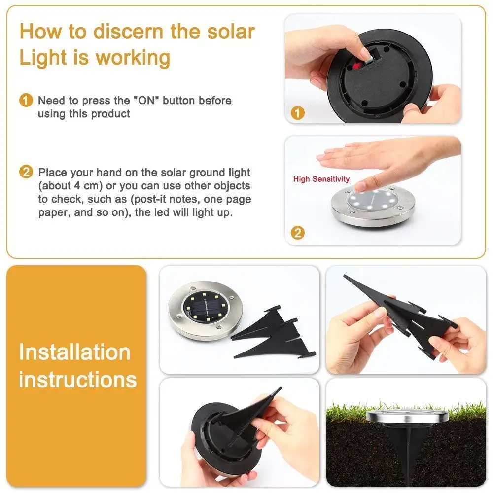 Outdoor Solar Light 12 Led in-Ground Buried Solar Lights Garden Lights Waterproof for Outdoor Walkway Lawn Pathway Yard Decking