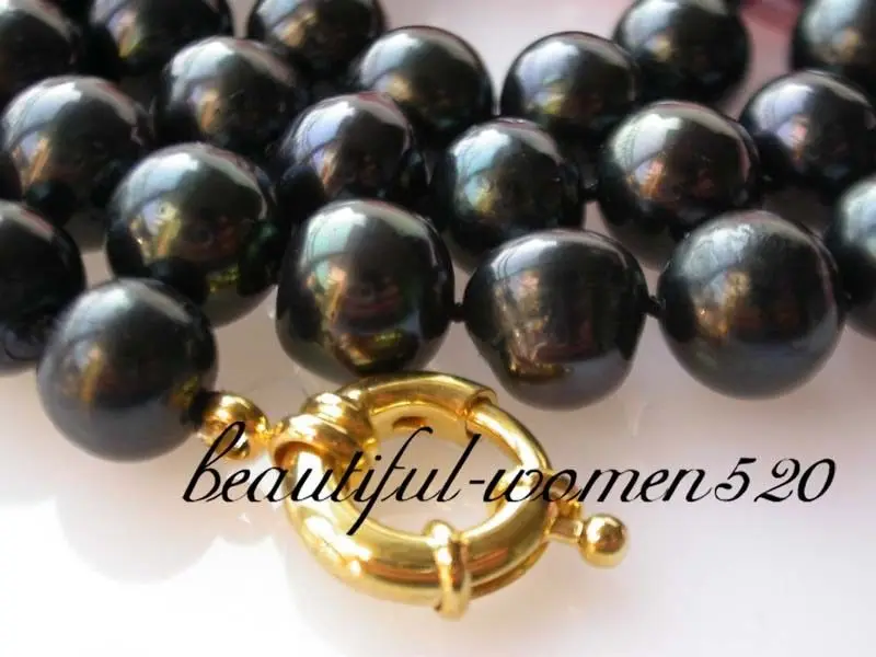 

Z1754 HUGE 24" 12mm round Tahitian black freshwater pearl necklace