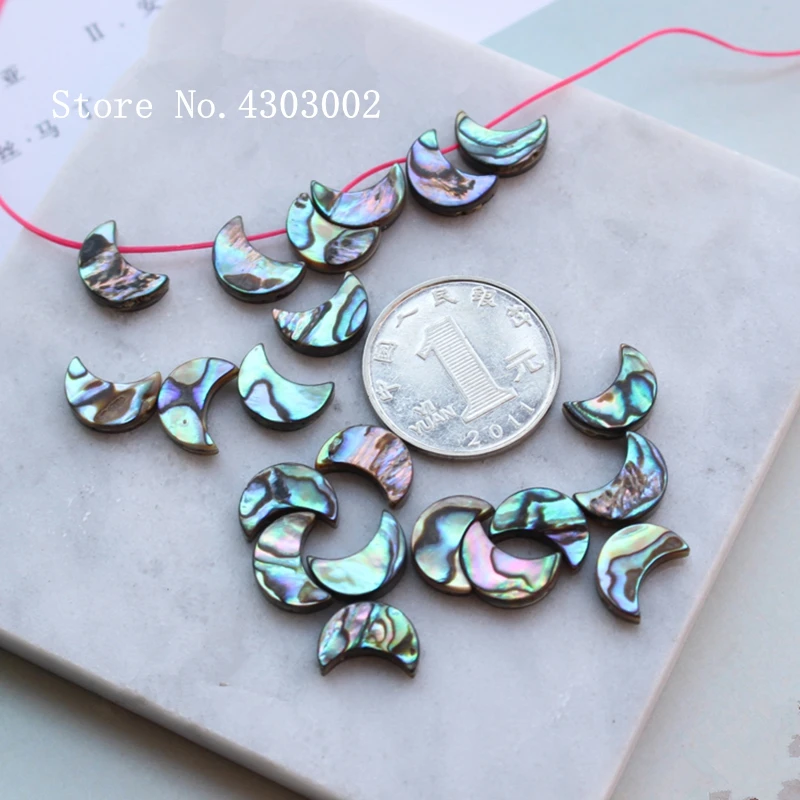 50pcs/lot 12mm Natural moon Abalone Shell Mother of Pearl shell for DIY Earrings Jewelry Peacock Blue MOP | Украшения и