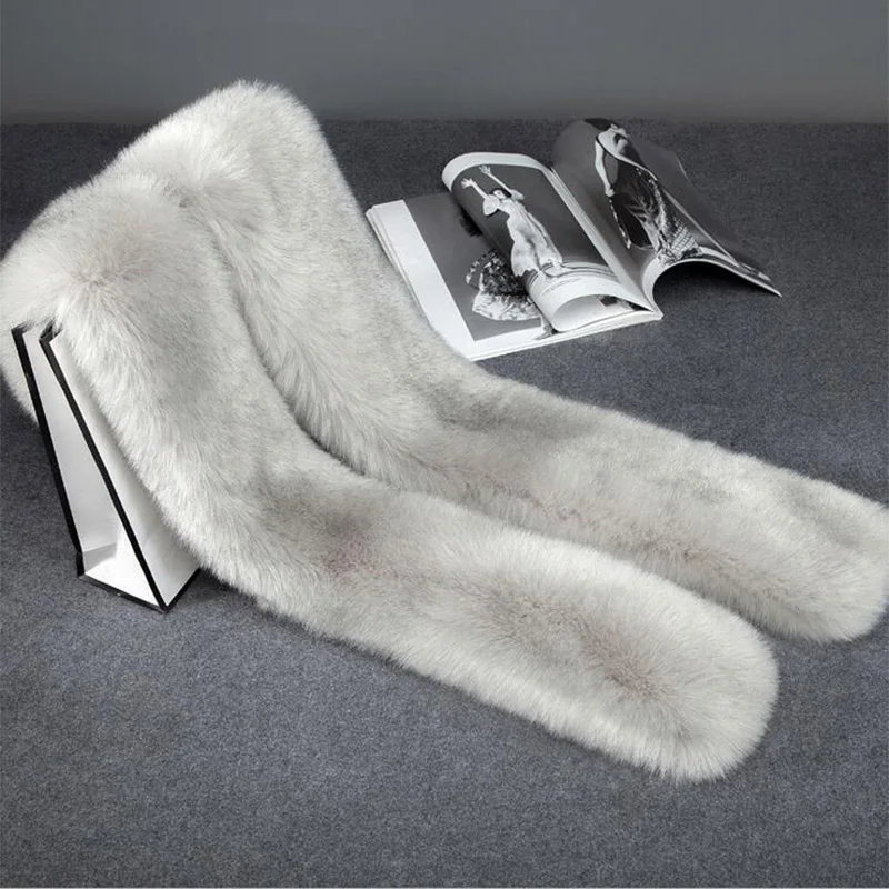 Зимний теплый шарф качественная шаль из искусственного меха воротник лисьего