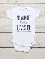 customize name my auntie loves me baby shower toddler take home outfit bodysuit onepiece romper kids t shirts birthday tees