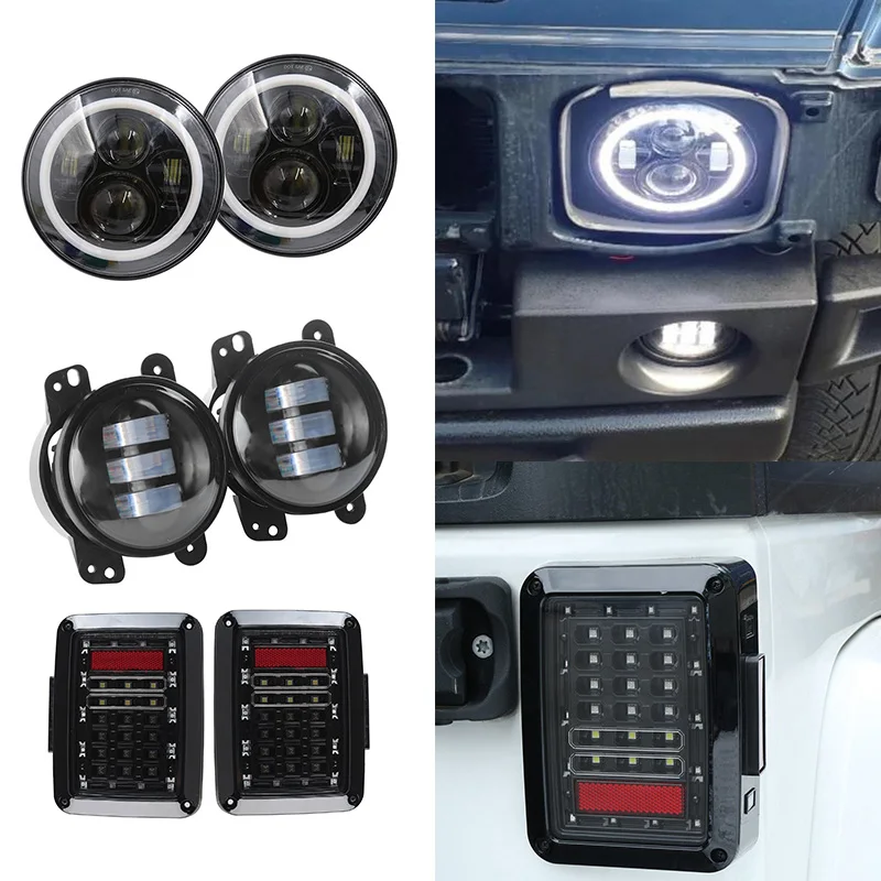 Круглый светодиодный налобный фонарь для Jeep Wrangler JK 7 дюймов с белыми ангельскими