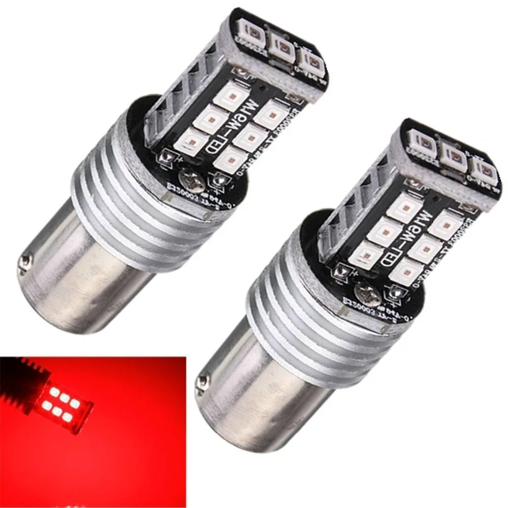 2X1156 T25-BA15S 15 Светодиодный 2835 SMD авто ампулы pour Tableau de Bord/ Recul/Clignotant P21W Voiture Lampe DC 12-30V Rouge