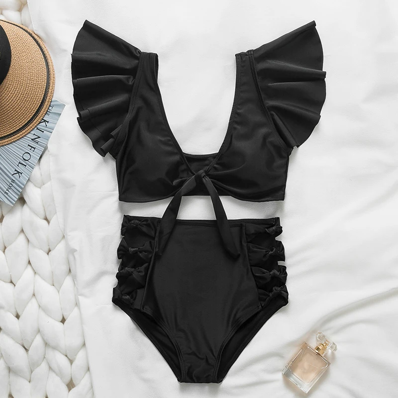 In-X бикини с высокой талией 2019 клетчатый купальник рюшами женский сексуальный