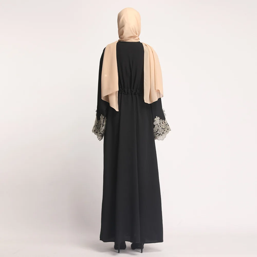 Женский кардиган кимоно Abaya черный серый турецкий Дубай с бусинами Бангладеш