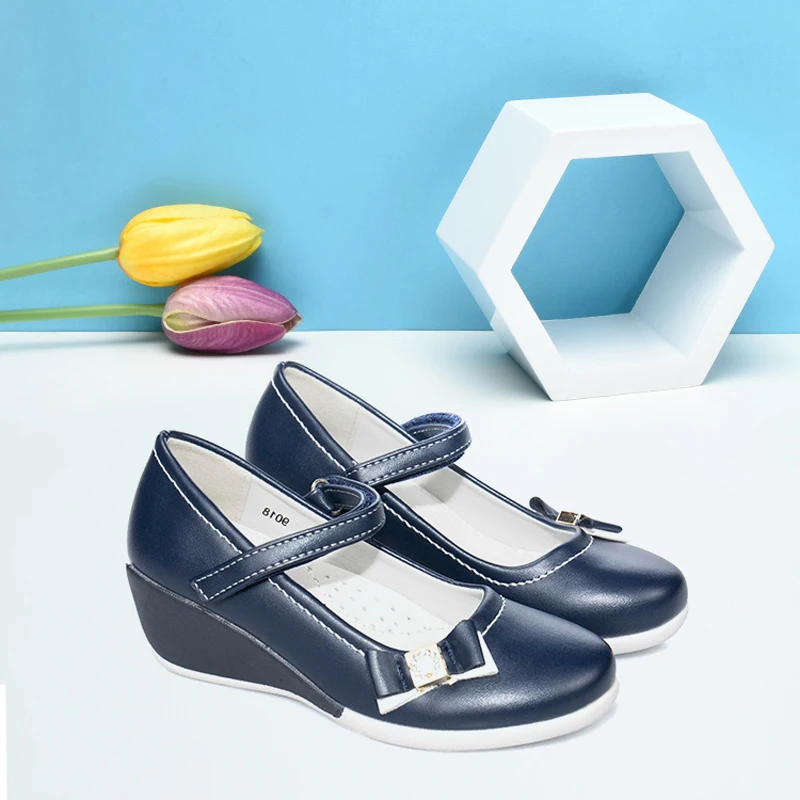 Модная обувь для девочек на танкетке с белой подошвой школьная без шнуровки