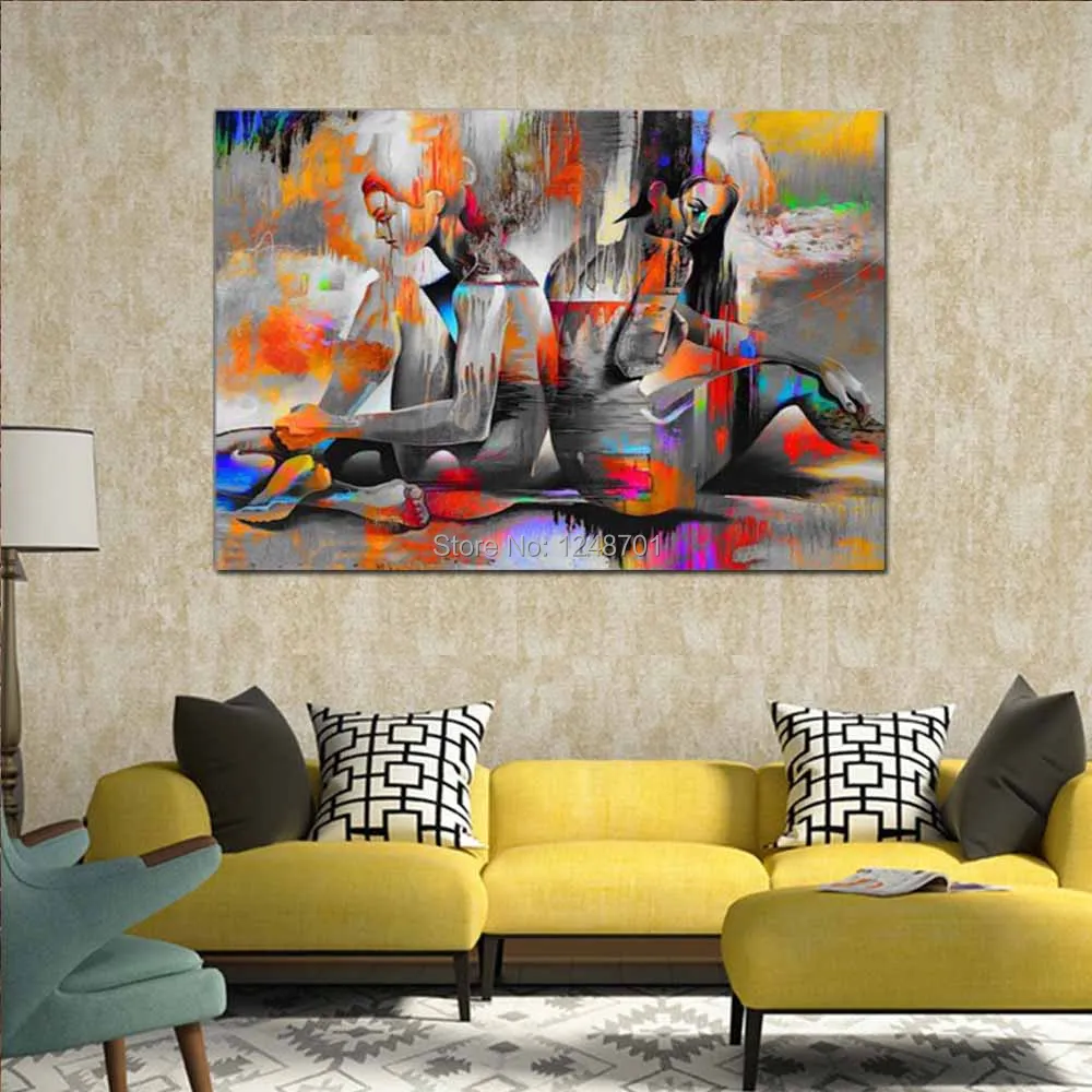

Modern Hand Painted Abstract Figure Art Lovers Canvas Oil Painting Abstract Figure Wall Art Picture Living Room Home Wall Decor