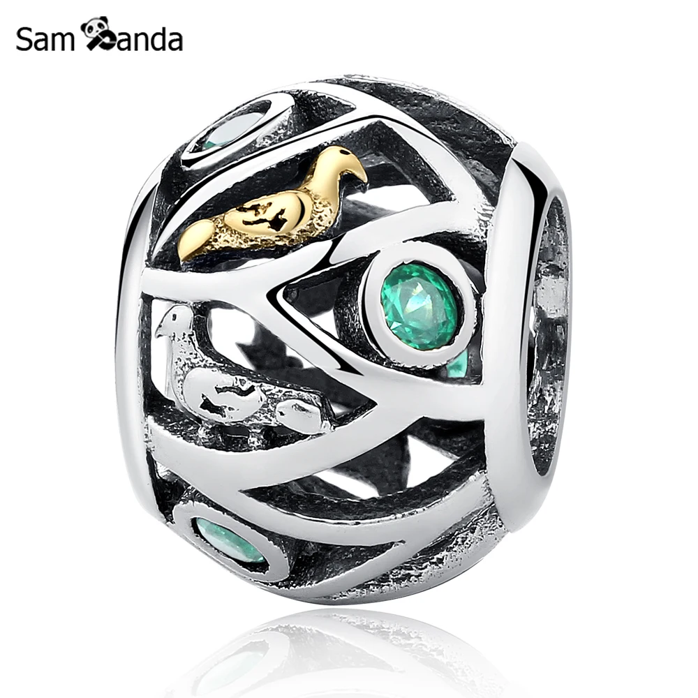 Подвеска бусина из серебра 925 пробы с голубыми кристаллами|silver bead charm|beads charmssilver