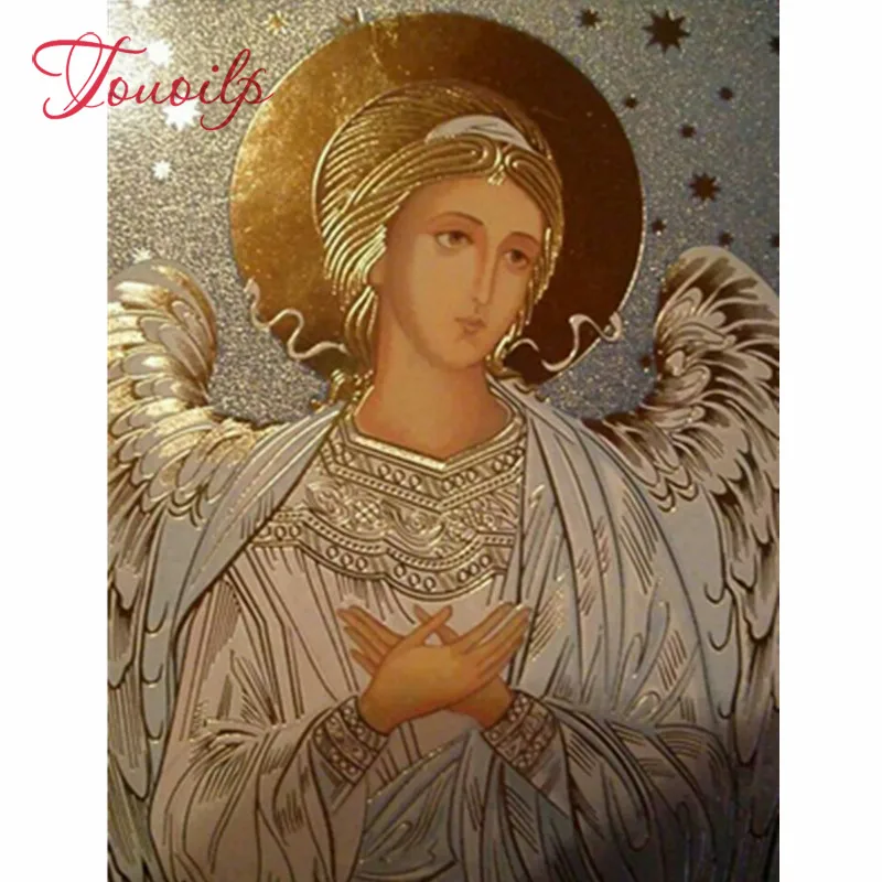 Религиозная икона Марии "Ангел" рассыпчатая алмазная мозаика, ручная работа, алмазная вышивка схемы крестиком.