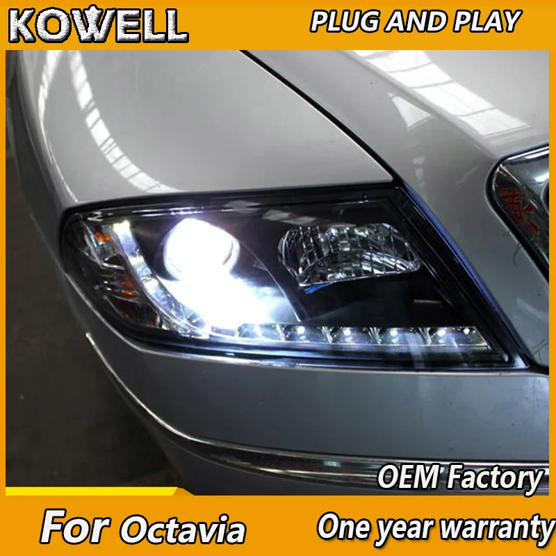 Автостайлинг KOWELL для Skoda Octavia фары 2005 2009 светодиодный ные DRL линзы двойной луч H7 HID