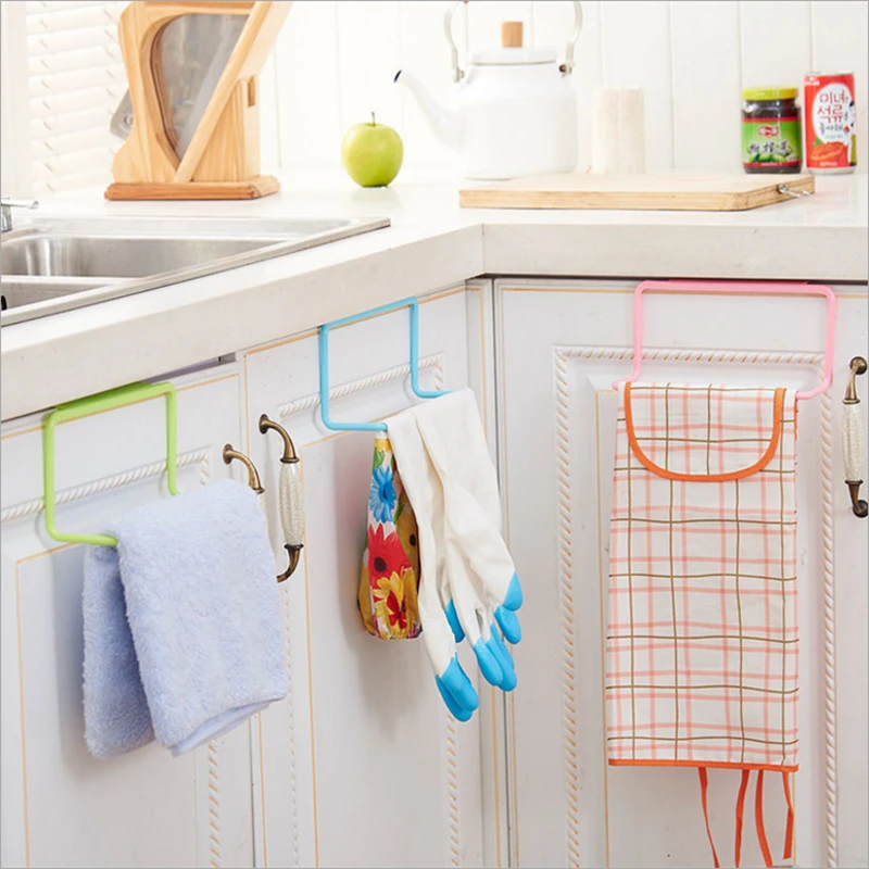 1PC Kitchen Towel Hanging Rack Holder Rail Organizer Free Nail Over Door Back Bathroom Cabinet Cupboard Hanger | Дом и сад