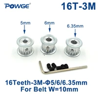 powge 16 teeth htd 3m timing pulley bore 4mm 5mm 6mm 6 35mm for width 10mm 3m synchronous belt htd3m belt pulley 16teeth 16t