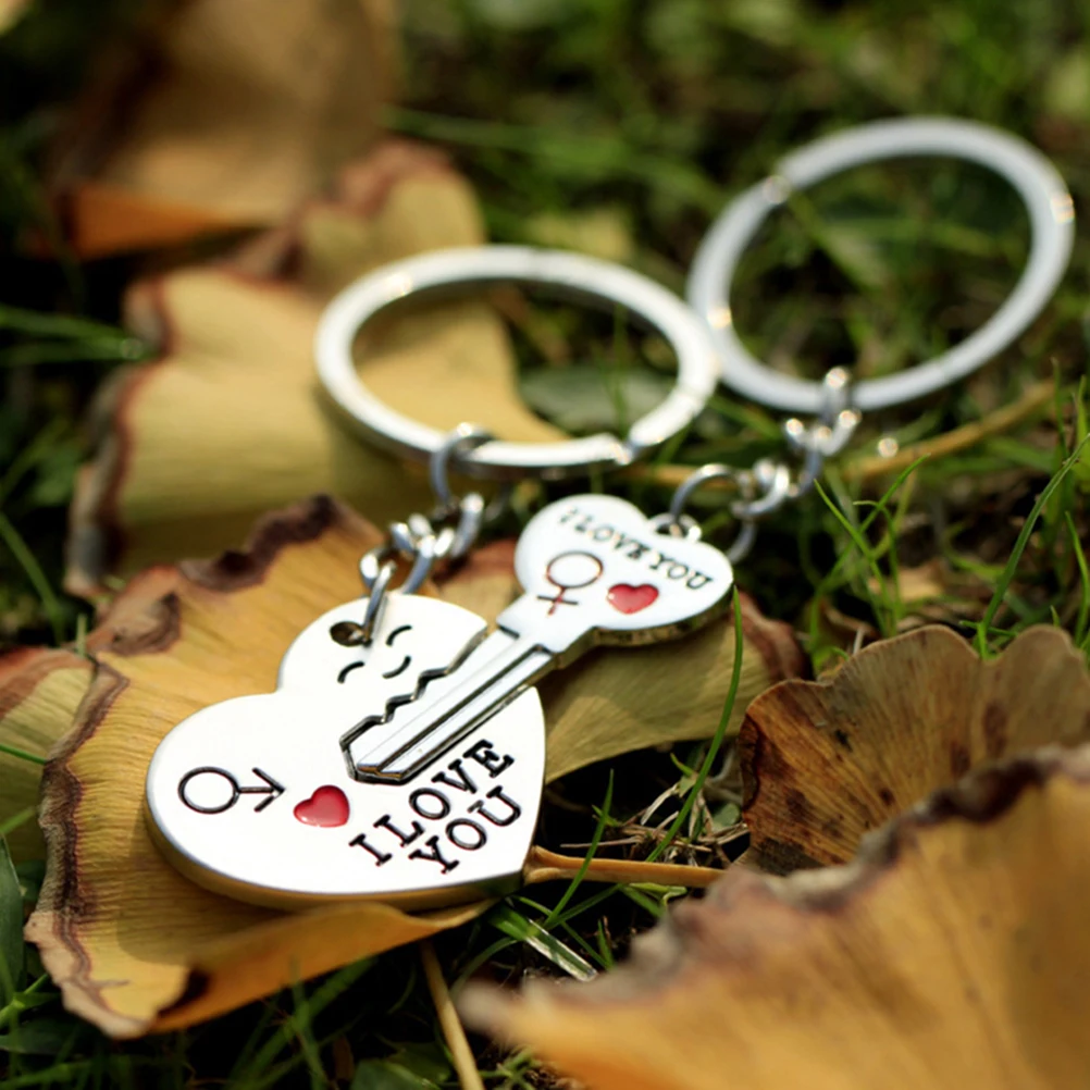 Кольцо для ключей с сердцем 1 пара букв I LOVE YOU Брелоки мужчин и брелоки чудо - Фото №1