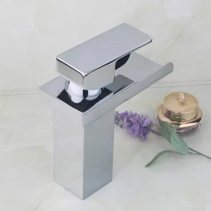 Латунный Смеситель для раковины хромированный Водопад ванной комнаты медный