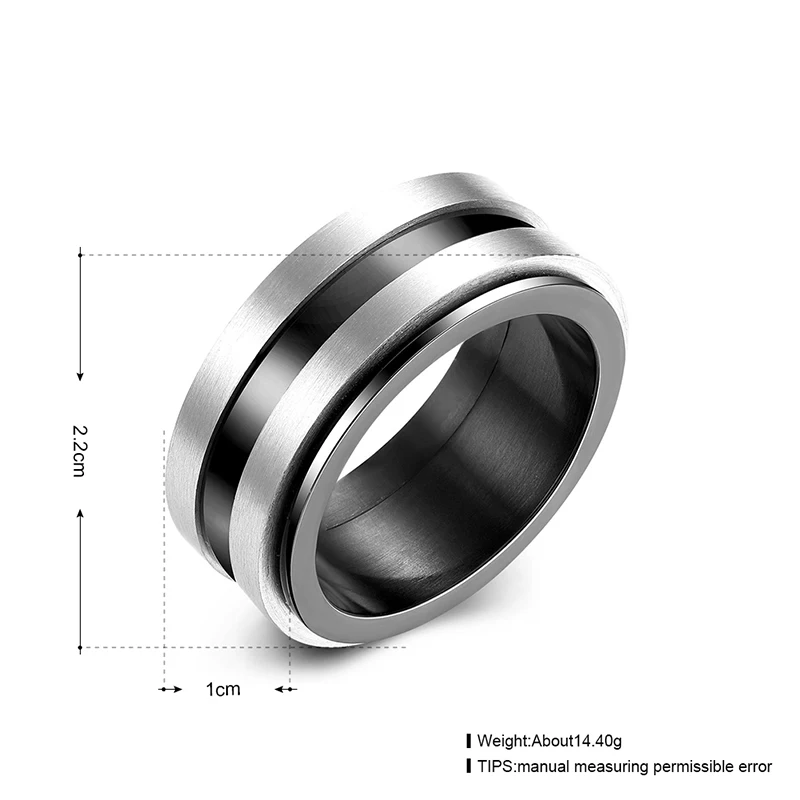 Aipha 1 см черные двойные слои Титан Сталь кольцо для Для мужчин модные