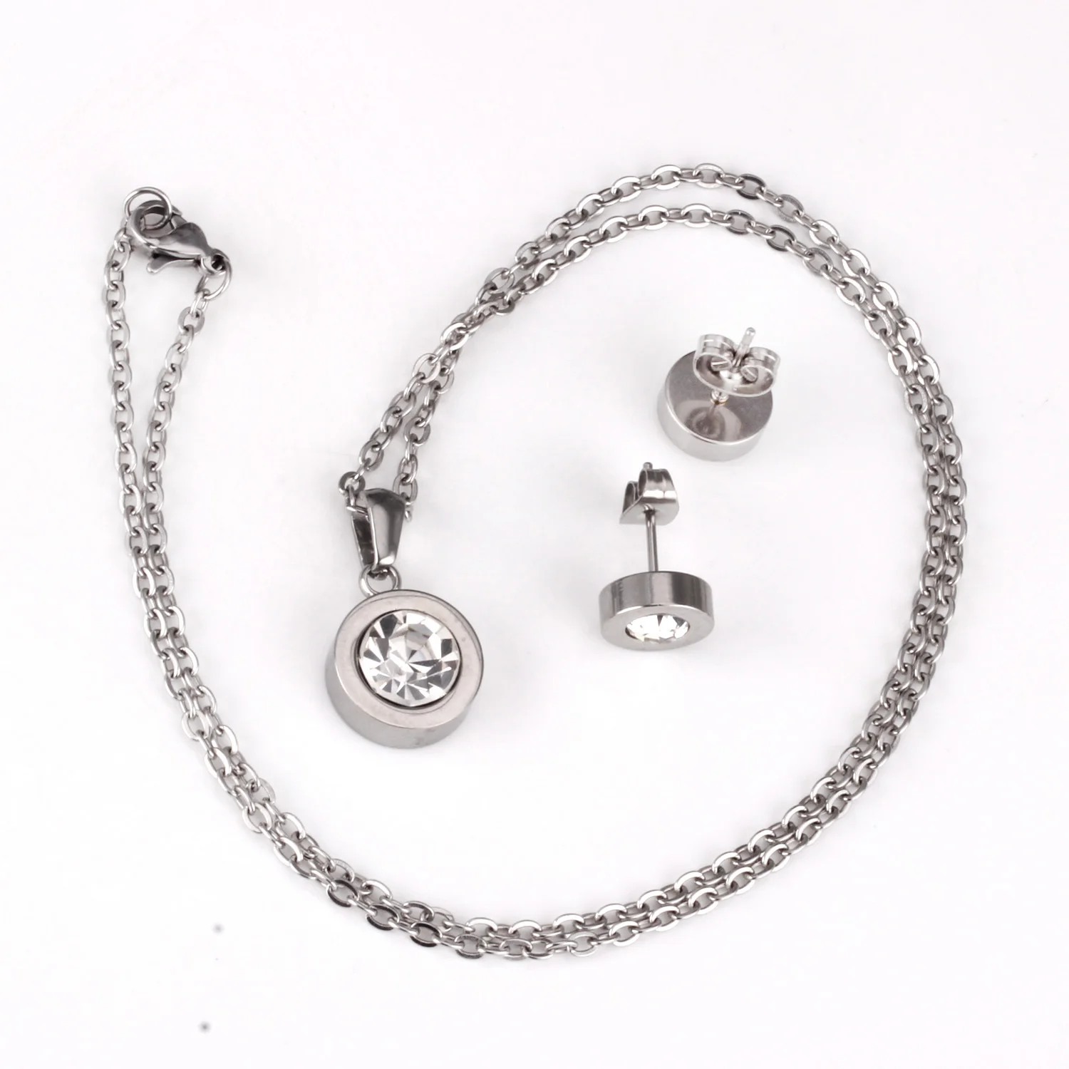 Женский комплект из колье и серёг нержавеющей стали|austrian crystal jewelry set|jewelry sets for