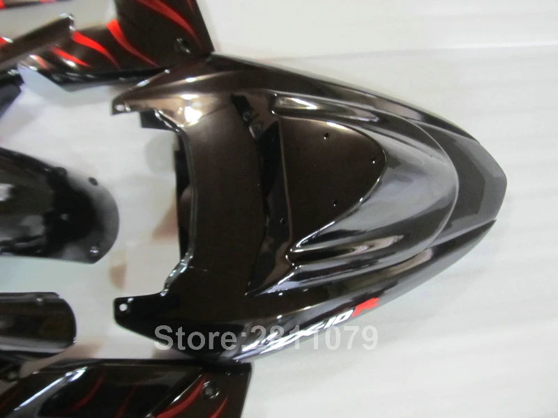 Aftermarket части тела обтекатель комплект для Kawasaki Ninja ZX10R 04 05 Красный Пламя Черный