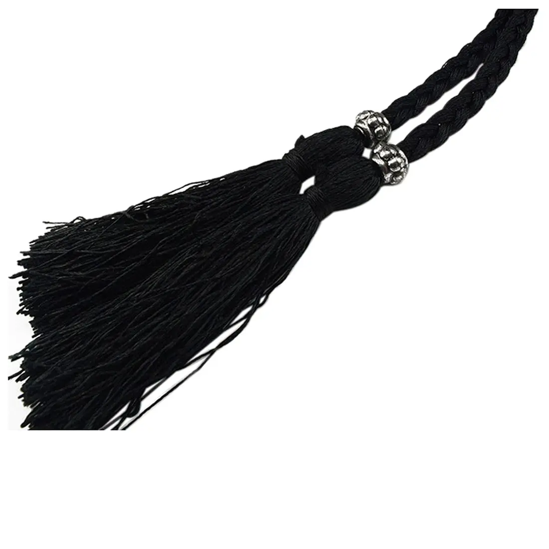 

Verwong Woven tassel belt knot decorated waist chain waist rope Black