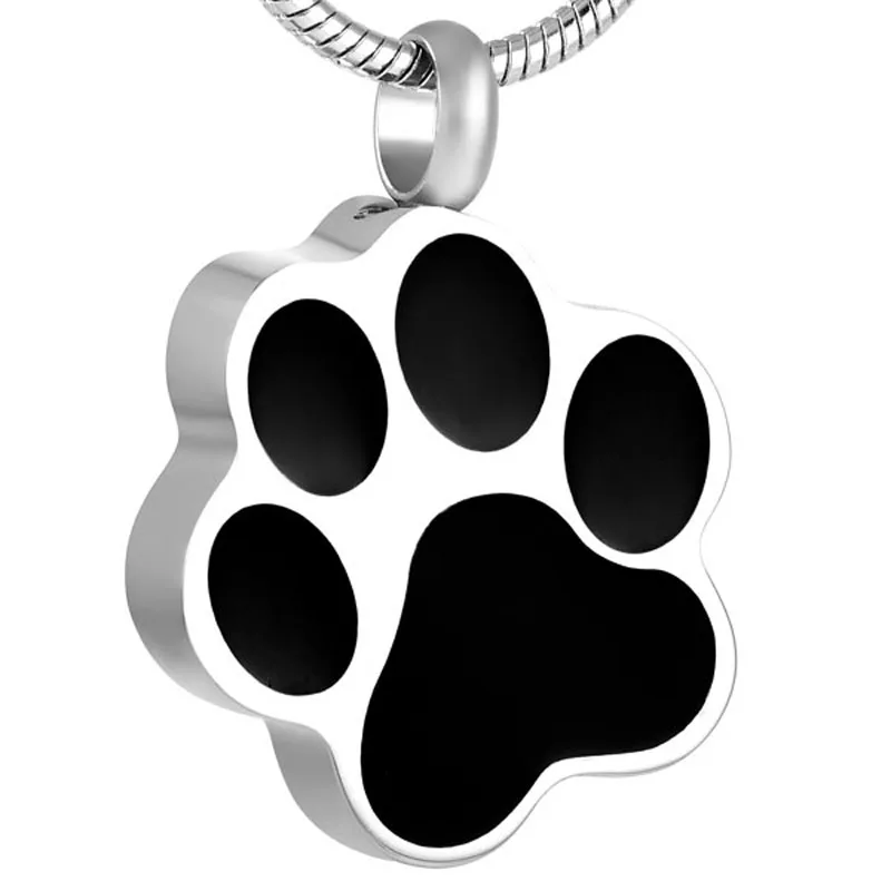 

IJD8451 Steel Premiun Dog Paw Cremation Jewelry Keepsake Memorial Pet Ash Urn Necklace-My Loving Pet Dog Cremains+Funnel