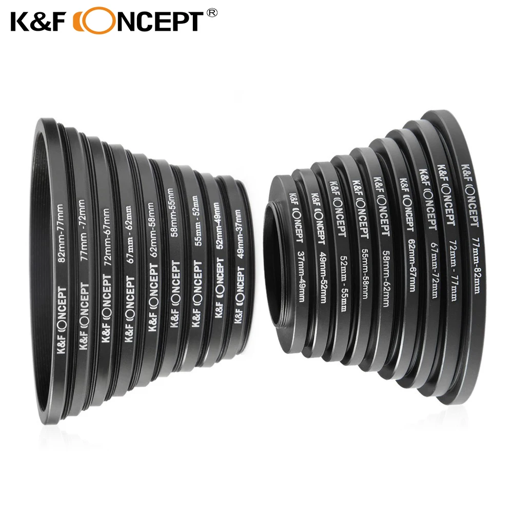Переходное кольцо для объектива K & F CONCEPT 18 шт. 37 82 мм 49 52 55 58 62 67 72 77 мм|filter adapter|filter ring