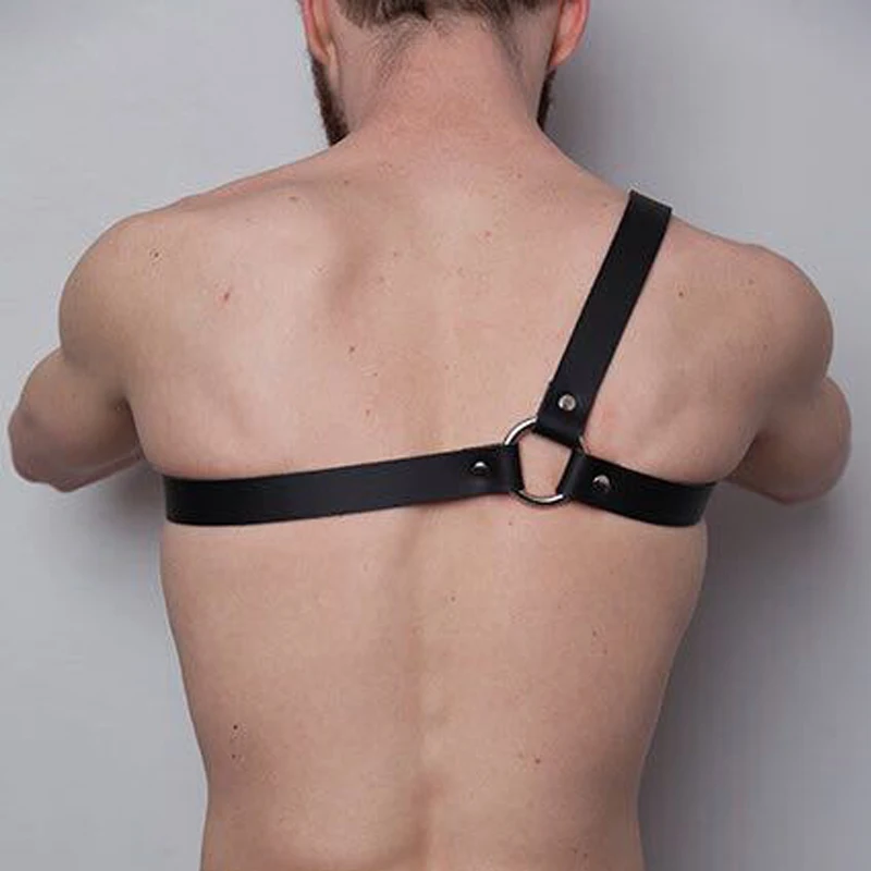 Punk Men Leather Harness Belt Sexy Adjustable Body Chest Strap Bondage Black Suspenders Nightclub Display Costume | Аксессуары для