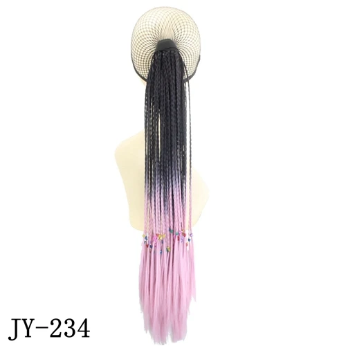 JOY& BEAUTY, разноцветные косички, накладные волосы, 29 цветов, 24 дюйма, розовый, синий, зеленый, синтетические волосы на заколках, конский хвост, шиньоны - Цвет: JY-234